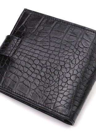 Мужской оригинальный бумажник горизонтального формата из натуральной кожи с тиснением под крокодила canpellini2 фото