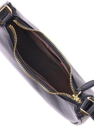 Модна жіноча сумка-хобо з натуральної гладкої шкіри 21288 vintage чорна4 фото