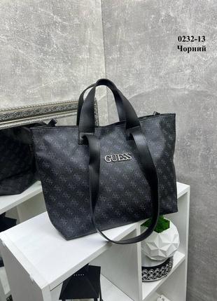 Чорна велика жіноча сумка guess