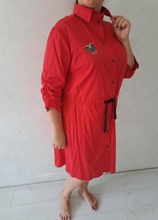 Яркое красное платье- сарафан. 52-54р