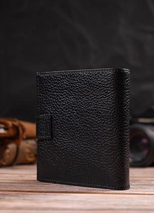 Красивый мужской бумажник из натуральной зернистой кожи canpellini 21730 черный7 фото