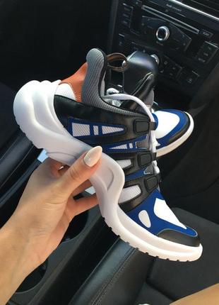 Кроссовки женские louis vuitton sneakers black blue white