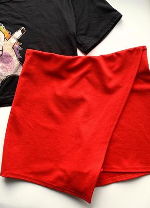 🩳божественные красные шорты-юбка/красные шорты высокая талия/высокие шорты🩳1 фото