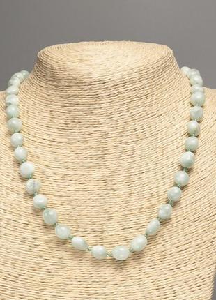 Ожерелье из натуральных камней ангелит зеленый галетка d-10х9мм+- l-49см +-