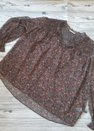 Блуза рубашка шифон принт цветы