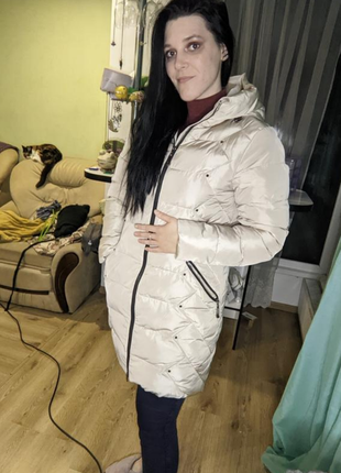 Куртка пуховик плащ рожева дуже тепла🌷