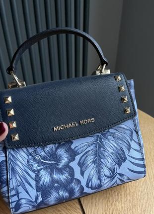 Сумка кросс-боди michael kors синяя натуральная кожа2 фото