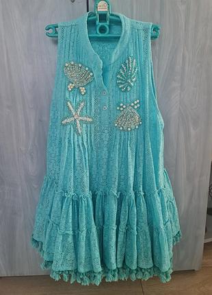 Туника коттон с бисером antica sartoria италия