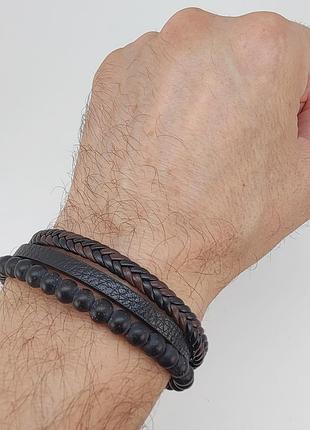 Браслет кожаный с шунгитом арт. 03971