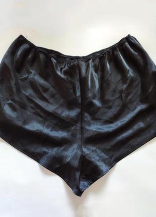 Черный шорты атласные женские пижамные шортики черные2 фото