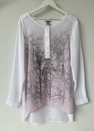 Блуза довга з принтом на пуговках блузка длинная с природным принтом h&m