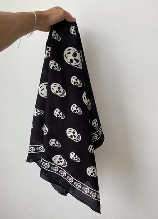 Платок винтажный винтажный панк череп готик эмо череп гот punk tripp mcqueen skull scarf y2k gothic