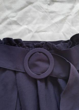 Синяя миди юбка с поясом stradivarius3 фото