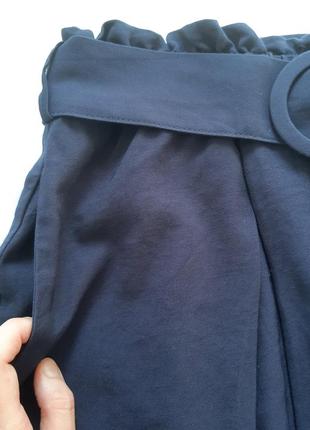 Синяя миди юбка с поясом stradivarius2 фото