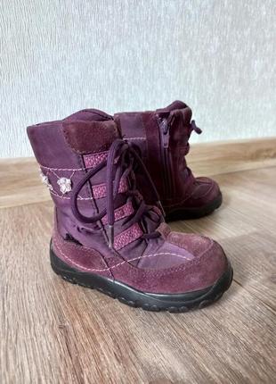 Крутые сапоги ботинки фиолетовые на девочку замш осень-зима2 фото
