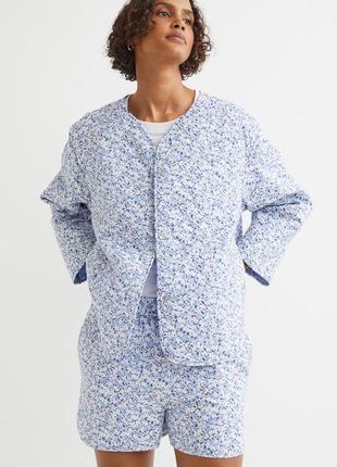 Стеганная куртка ветровка пиджак h&m mango цветочный принт оверсайз много скидок sale🌺🌺🌺