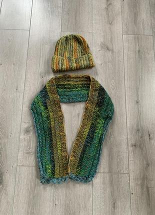 Шапка шарф зимний набор ручная работа hand made1 фото