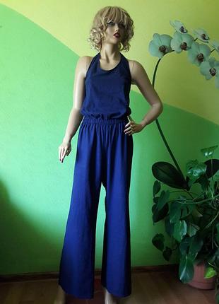 Льнянной комбинезон лазурного цвета
