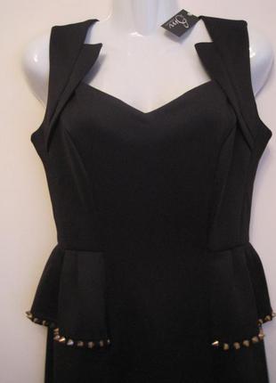 Плаття нове з баскою і шипами чорне міні s2 фото