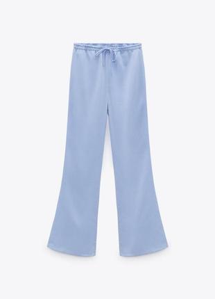 Прямі брюки з текстуровані zara nwt небесно-блакитні4 фото