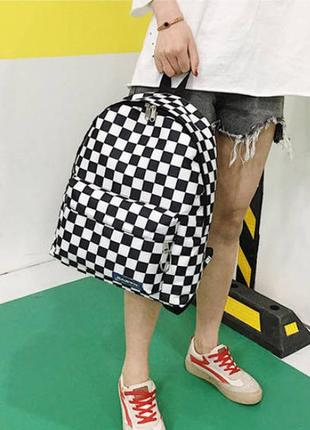 Большой школьный рюкзак для девочки в клеточку. черный7 фото