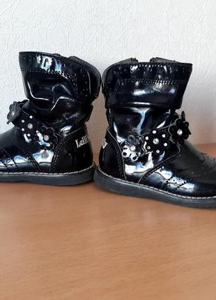 Ботинки чёрные lelly kelly 22 размер девочк малышка декор цветы