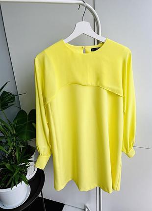 🍋платье женское с длинным рукавом лимонно-желтого цвета от zara