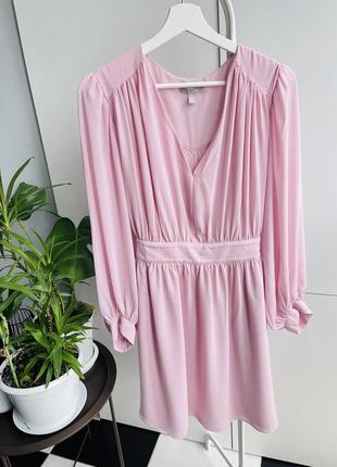 🩷платье женское бледно розовое нежность с длинным рукавом от h&m