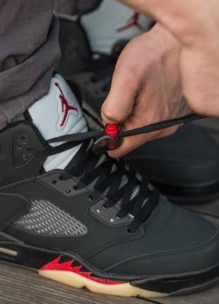 Кроссовки мужские nike air jordan retro 5 gore-tex, найк аир, эир джордан ретро 5 гортекс, черные6 фото