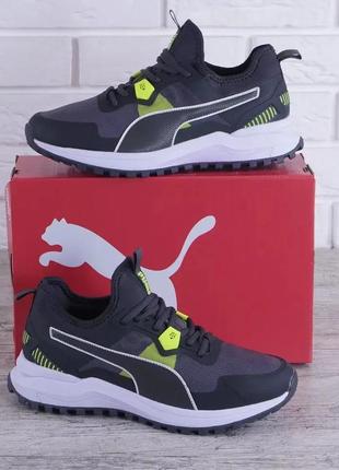 Кросівки чоловічі puma текстильні сірі із зеленим2 фото