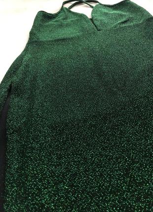 Неймовірне плаття смарагдового кольору з розрізом від бедра розмір m s l6 фото