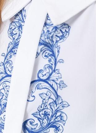 Блузка нарядная для девочек, цвет бело-синий2 фото