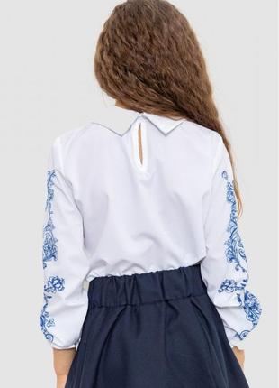 Блузка нарядная для девочек, цвет бело-синий3 фото