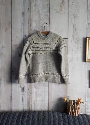 Вовняний светер сірий теплий з орнаментом  у скандинавському стилі р s m2 фото