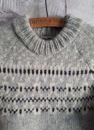 Вовняний светер сірий теплий з орнаментом  у скандинавському стилі р s m4 фото
