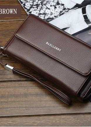 Чоловічий гаманець портмоне baellerry favorit коричневий3 фото