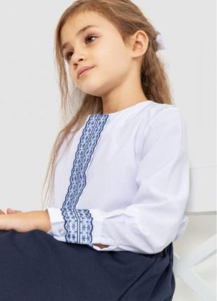 Блузка нарядная для девочек, цвет бело-синий,2 фото