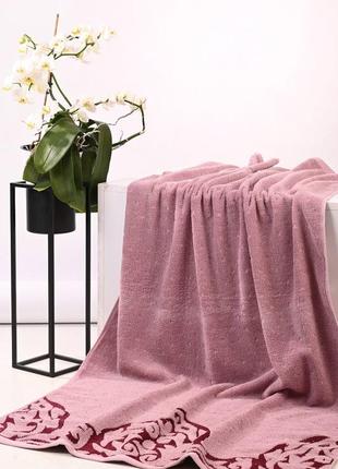 Рушник сауна, махра, рожевого кольору, 160 × 80см.5 фото