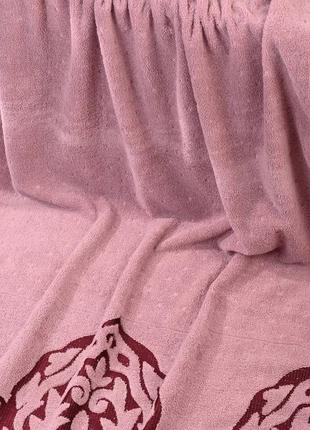 Рушник сауна, махра, рожевого кольору, 160 × 80см.3 фото