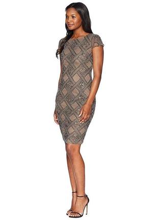 Шикарное новое платье от дизайнера andrianna papell {size 6,m}, цвет - графит