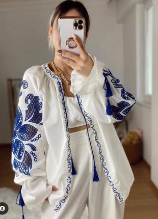 Блуза вышиванка женская хлопковая разм.s-l4 фото