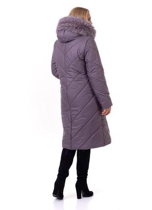 Женское стёганное зимнее пальто с натуральным мехом песца батал с 52 по 70 размер4 фото