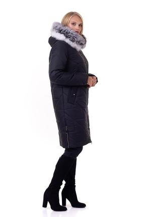 Модне молодіжне зимове пальто з натуральним хутром песця з 46 по 60 розмір6 фото