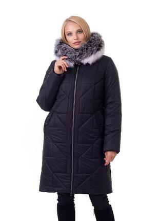 Модне молодіжне зимове пальто з натуральним хутром песця з 46 по 60 розмір5 фото