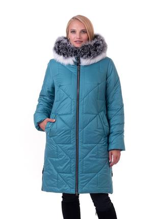 Модне молодіжне зимове пальто з натуральним хутром песця з 46 по 60 розмір3 фото