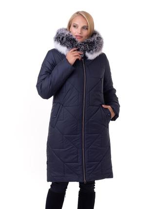 Модне молодіжне зимове пальто з натуральним хутром песця з 46 по 60 розмір7 фото