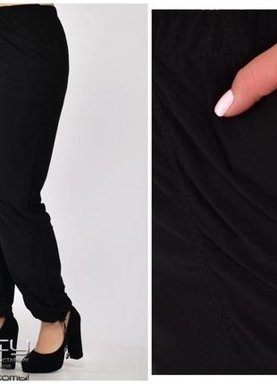 Женские чёрные летние брюки из масла 54\56\58\60\62\642 фото
