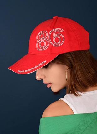 Кепка женская коттон, красного цвета 86, классический размер1 фото