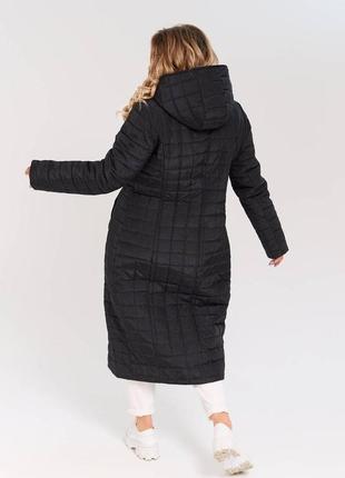 Черное длинное  женское зимнее пальто  батал  с 56 по 62 размер2 фото