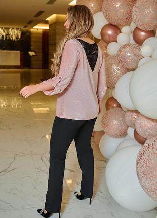 Розовый роскошный брючный костюм батал с 48 по 62 размер3 фото